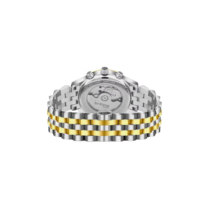 Silver and gold watch on a white background
