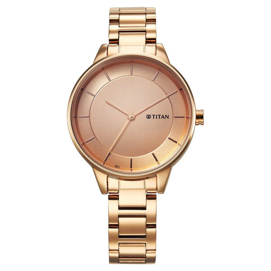Titan Razzle Dazzle Quartz Analog Rose Gold Dial Women Watch 2648WM06