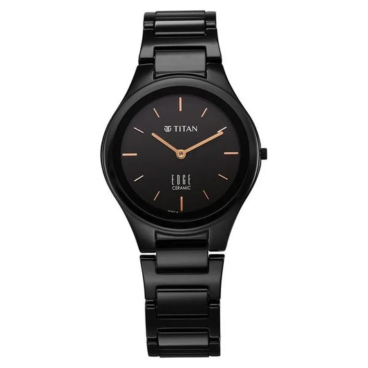 Titan Edge Ceramic Quartz Analog Black Dial Women's Watch - NT2653NC01