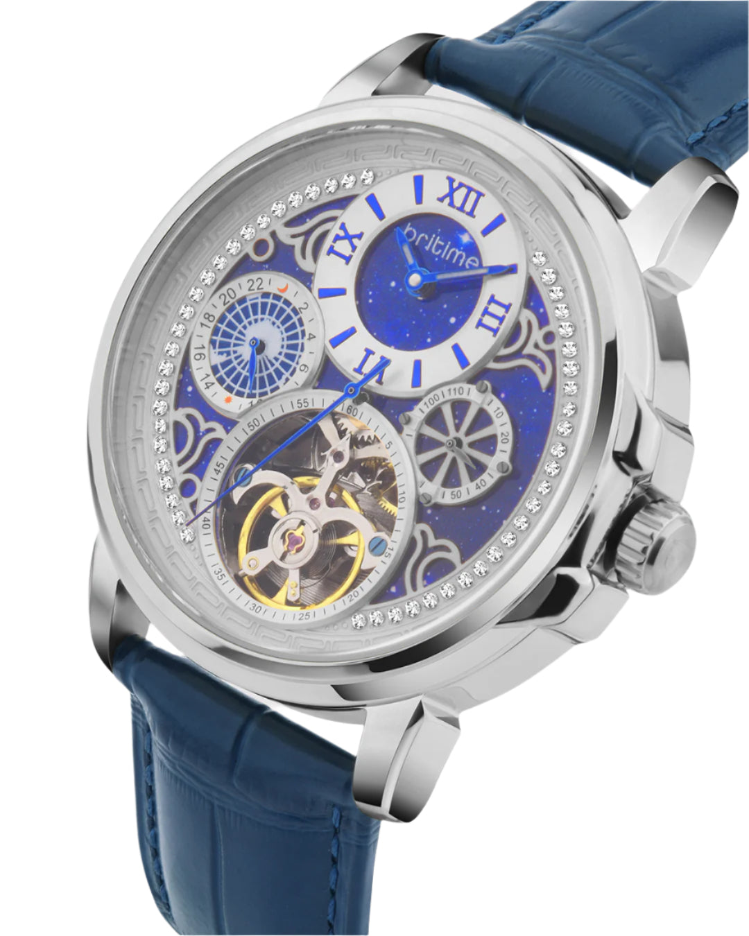 Britime Britime Aquatica Blue Dial With Leather Strep Multifunction Automatic ...