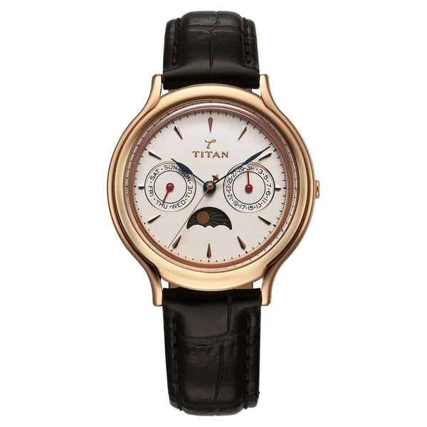 Titan 40 years Quartz Multifunction with Moon Phase Silver Dial Women's Watch - 2756WL01