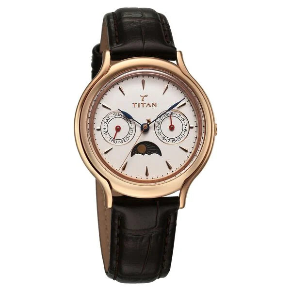 Titan 40 years Quartz Multifunction with Moon Phase Silver Dial Women's Watch - 2756WL01