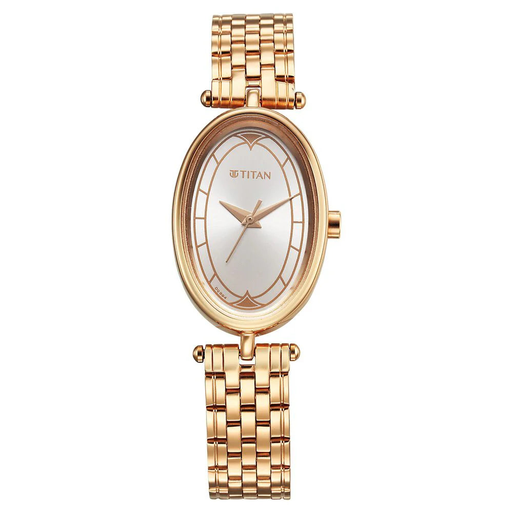 Titan Karishma Quartz Analog Silver Dial Rose Gold Stainless Steel Strap Watch For Women 2758WM01
