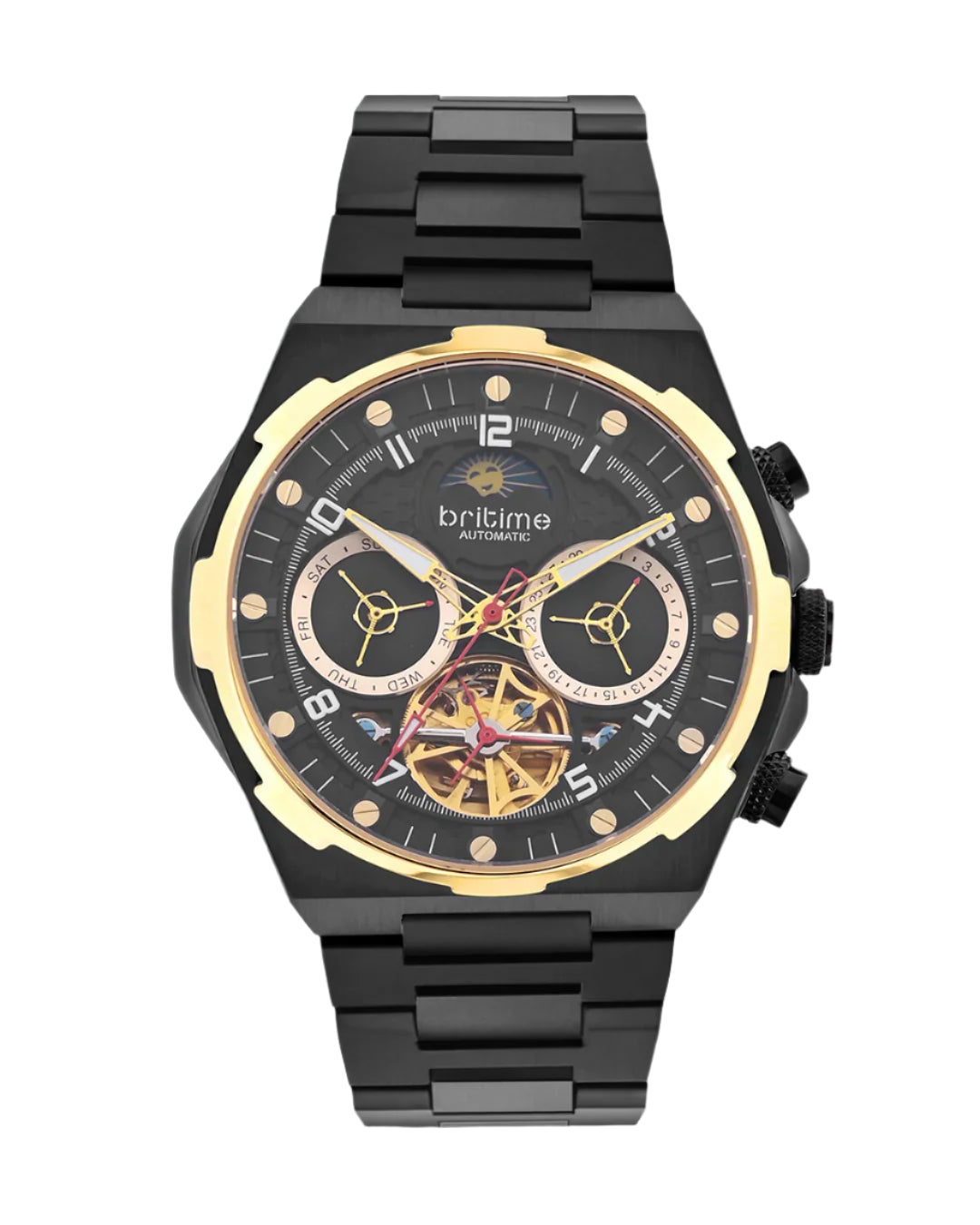 Britime Britime Taurus Black With Gold Multifunction Analog Men's Watch - 489-