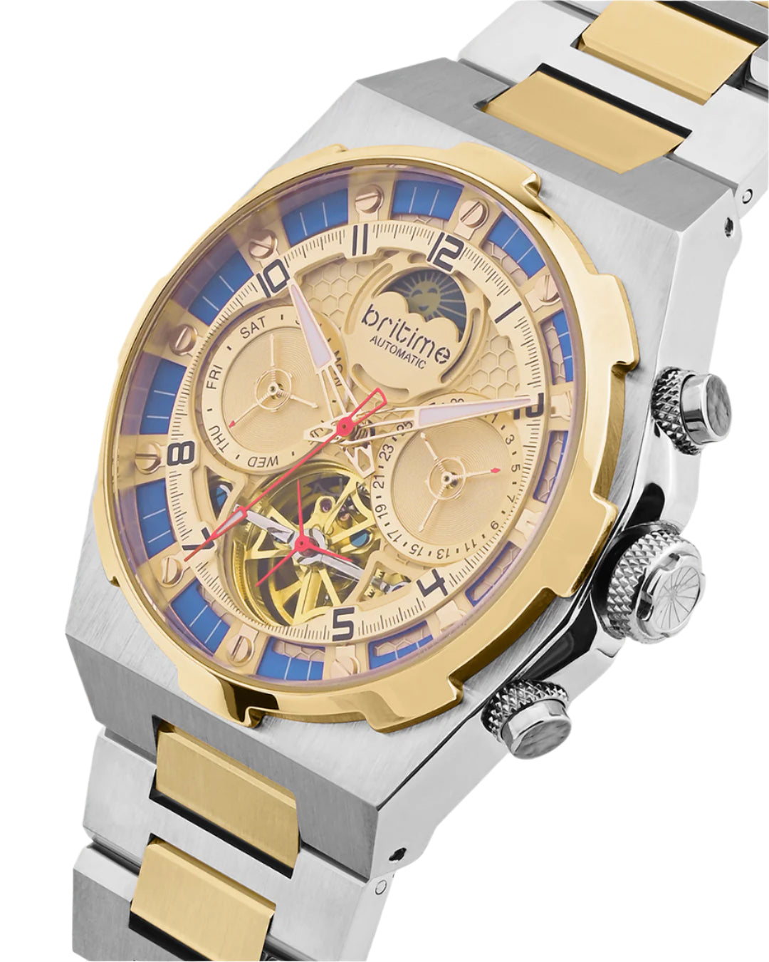 Britime Taurus Gold Dial Multifunction Automatic Men's Watch - 489-M20804