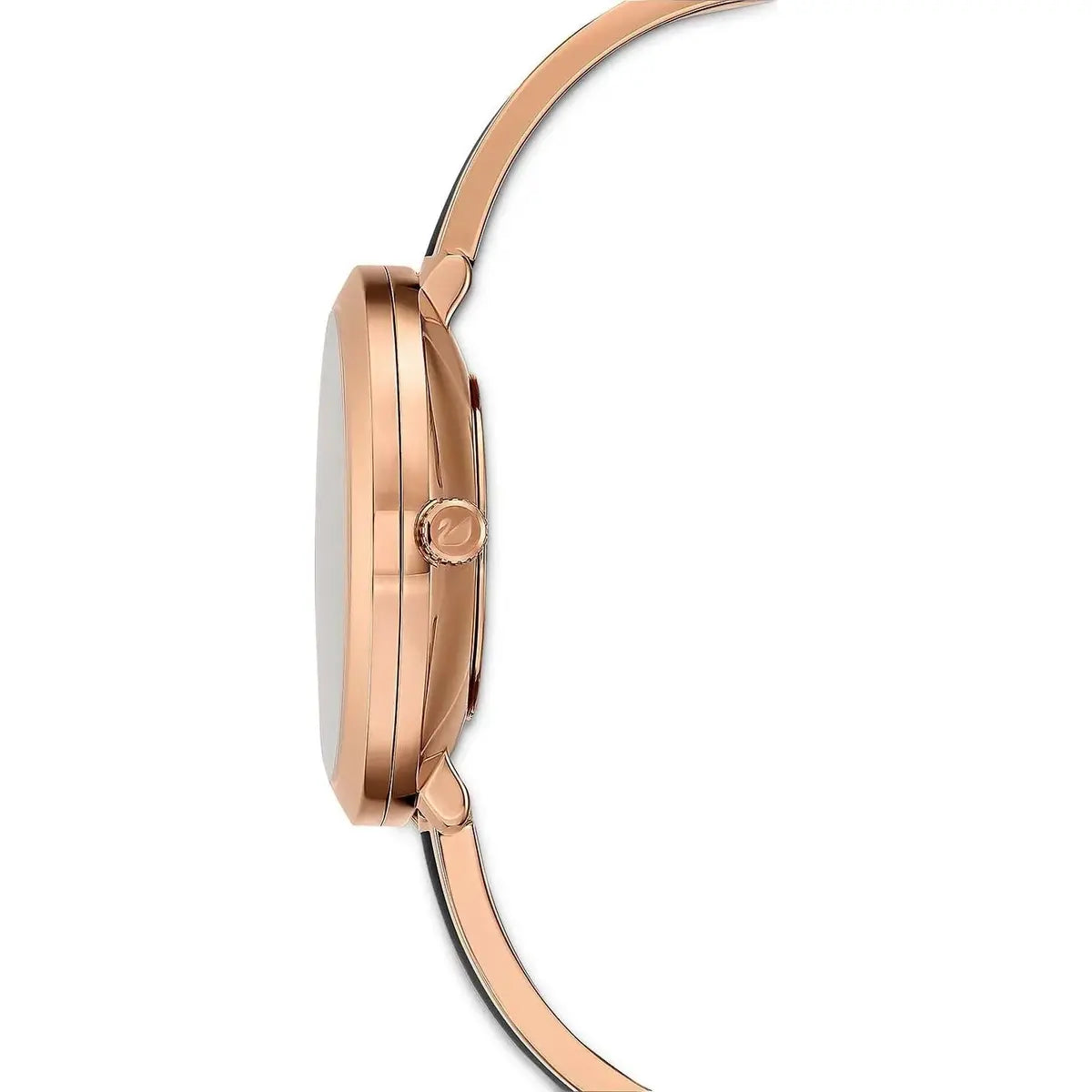 Rose gold watch on a white background