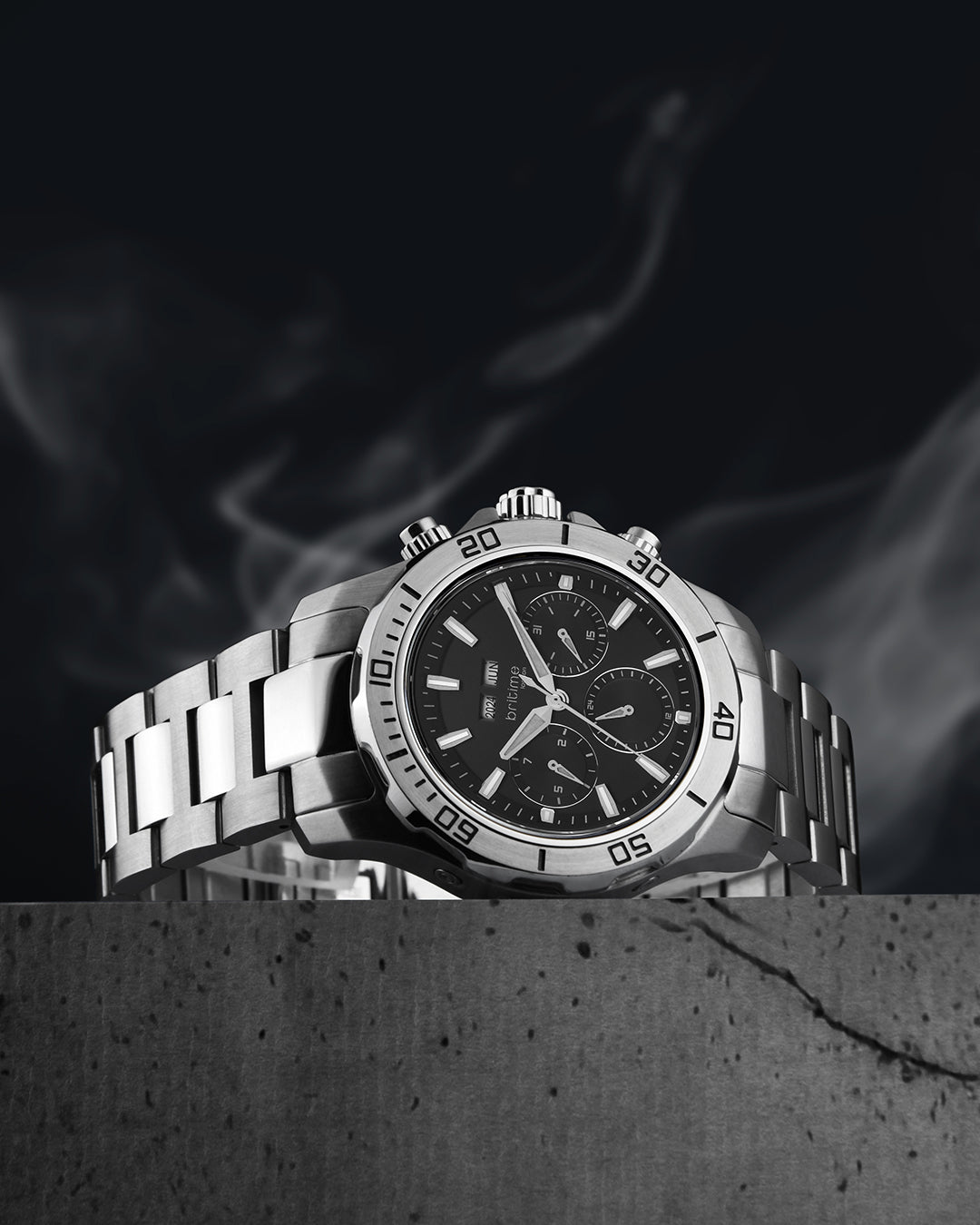 Britime Equinox Men Automatic Black Dial Multi-Function Stainless steel Watch 562-M10401