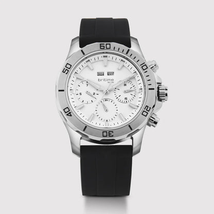 Britime Equinox Men Automatic Silver Dial Multi-Function Leather Watch 562-P10306