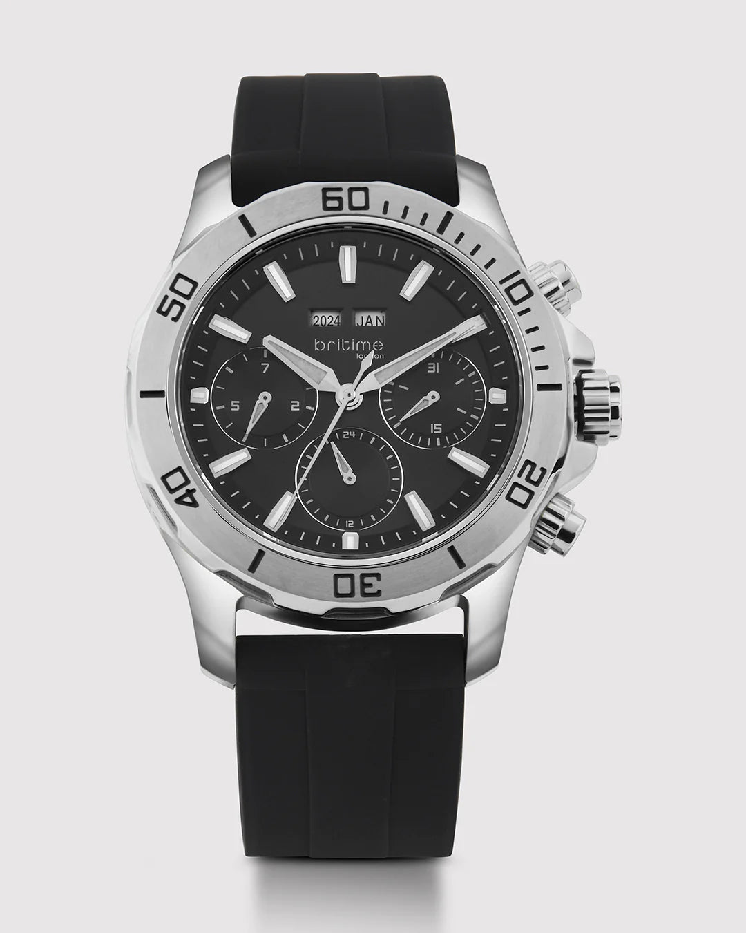 Britime Equinox Men Automatic Black Dial Multi-Function Leather Watch 562-P10406