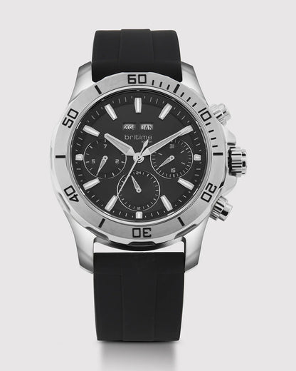 Britime Equinox Men Automatic Black Dial Multi-Function Leather Watch 562-P10406