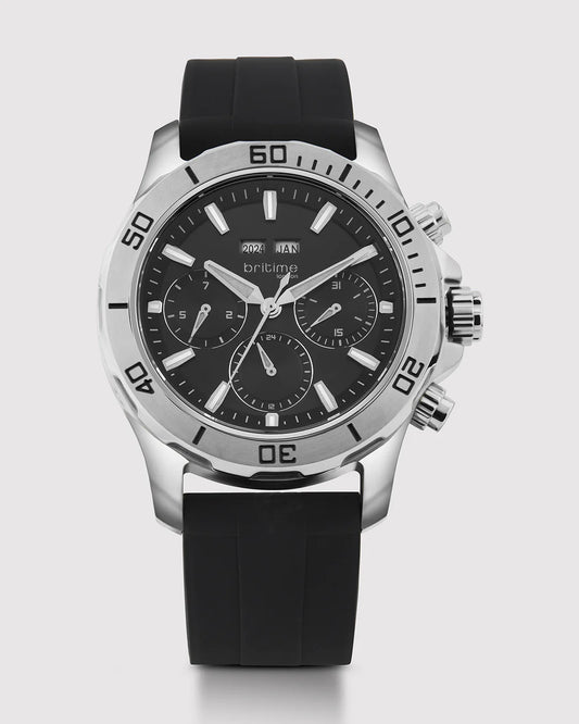 Britime Equinox Men Automatic Black Dial Multi-Function Leather Watch 562-P10406