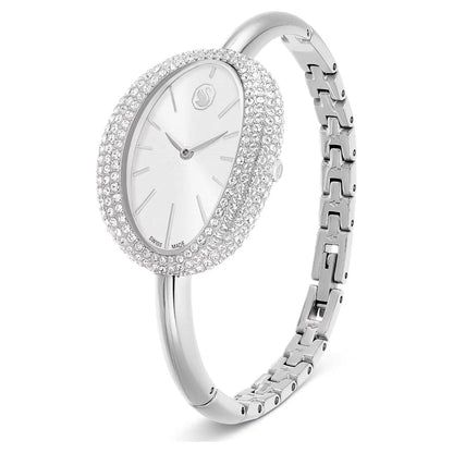 Silver watch with a bracelet on a white background