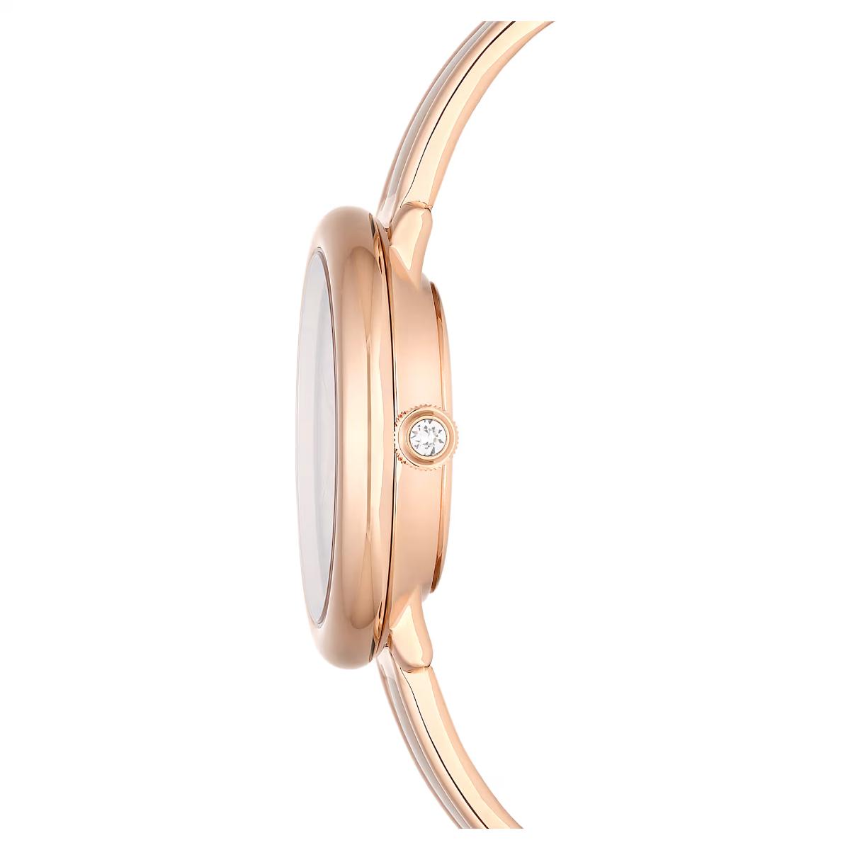 Rose gold watch with a diamond on a white background