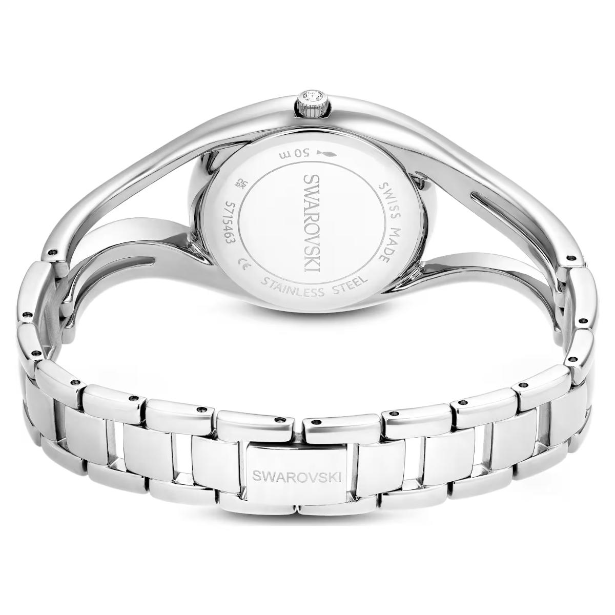 Silver Swarovski watch on a white background