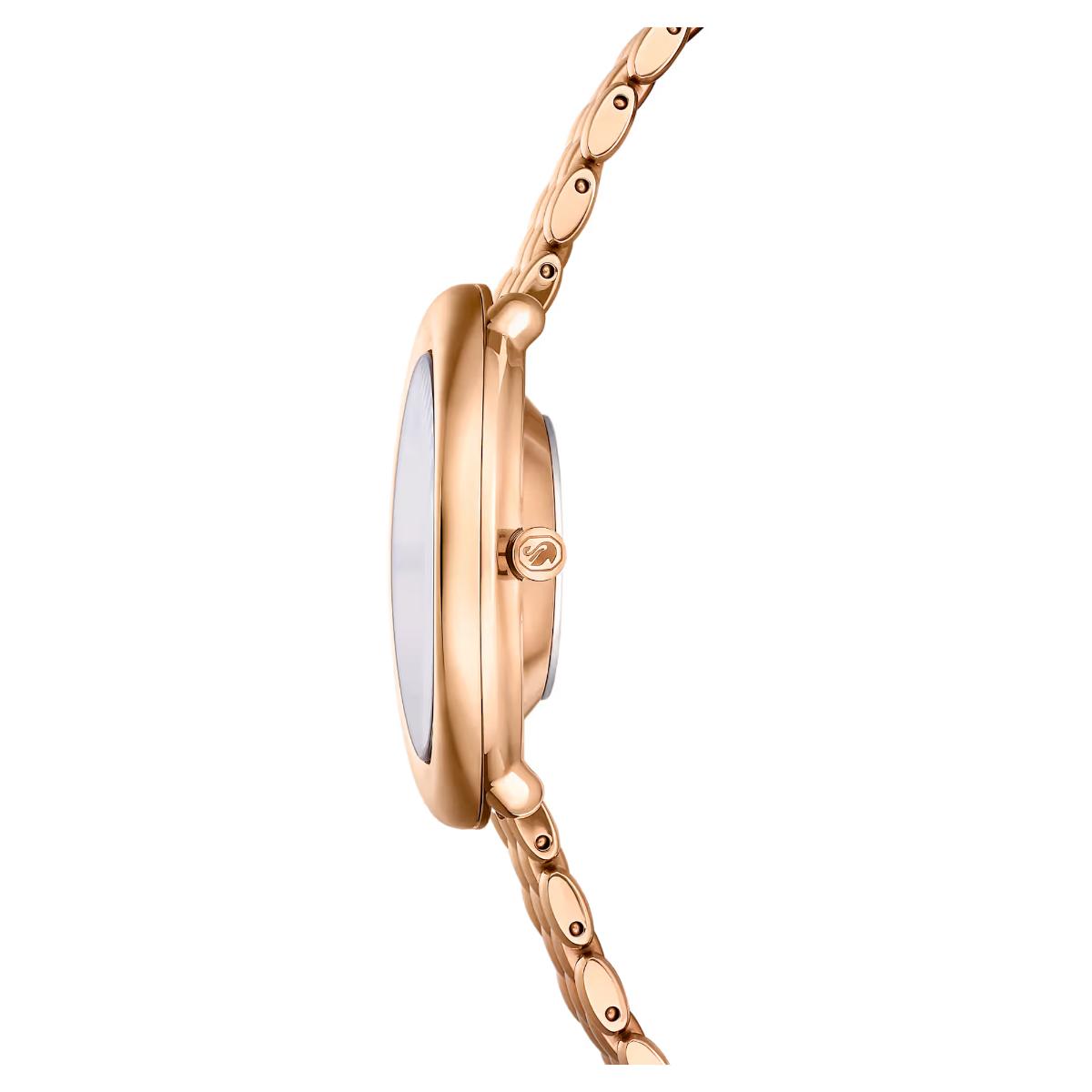 Rose gold watch on a white background
