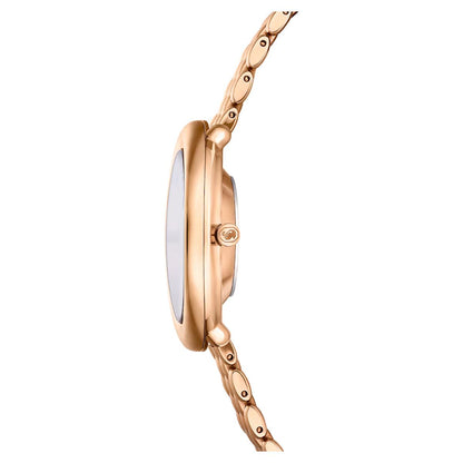 Rose gold watch on a white background