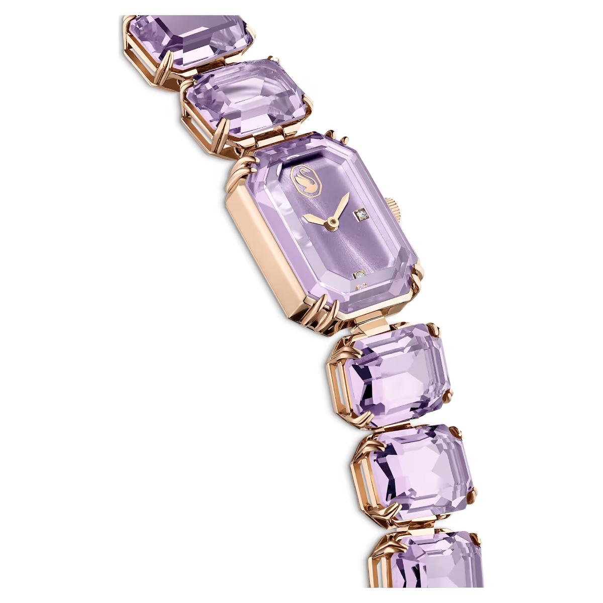 Luxury watch with purple gemstones on a white background