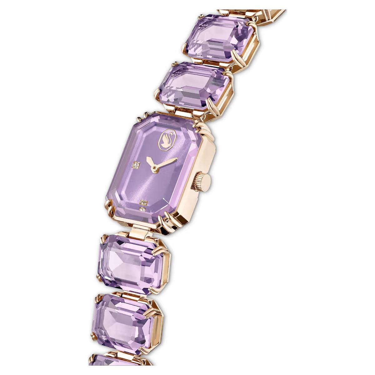 Luxury watch with purple gemstones on a white background
