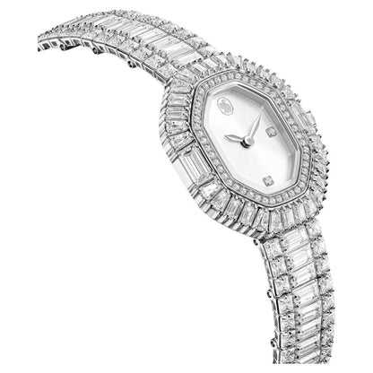 Luxury diamond-encrusted watch on a white background