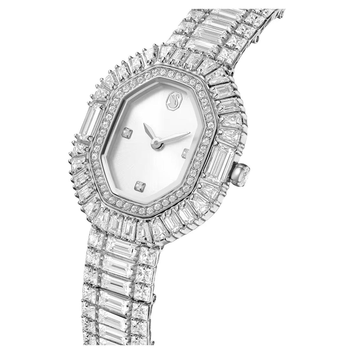 Luxury diamond-encrusted watch on a white background