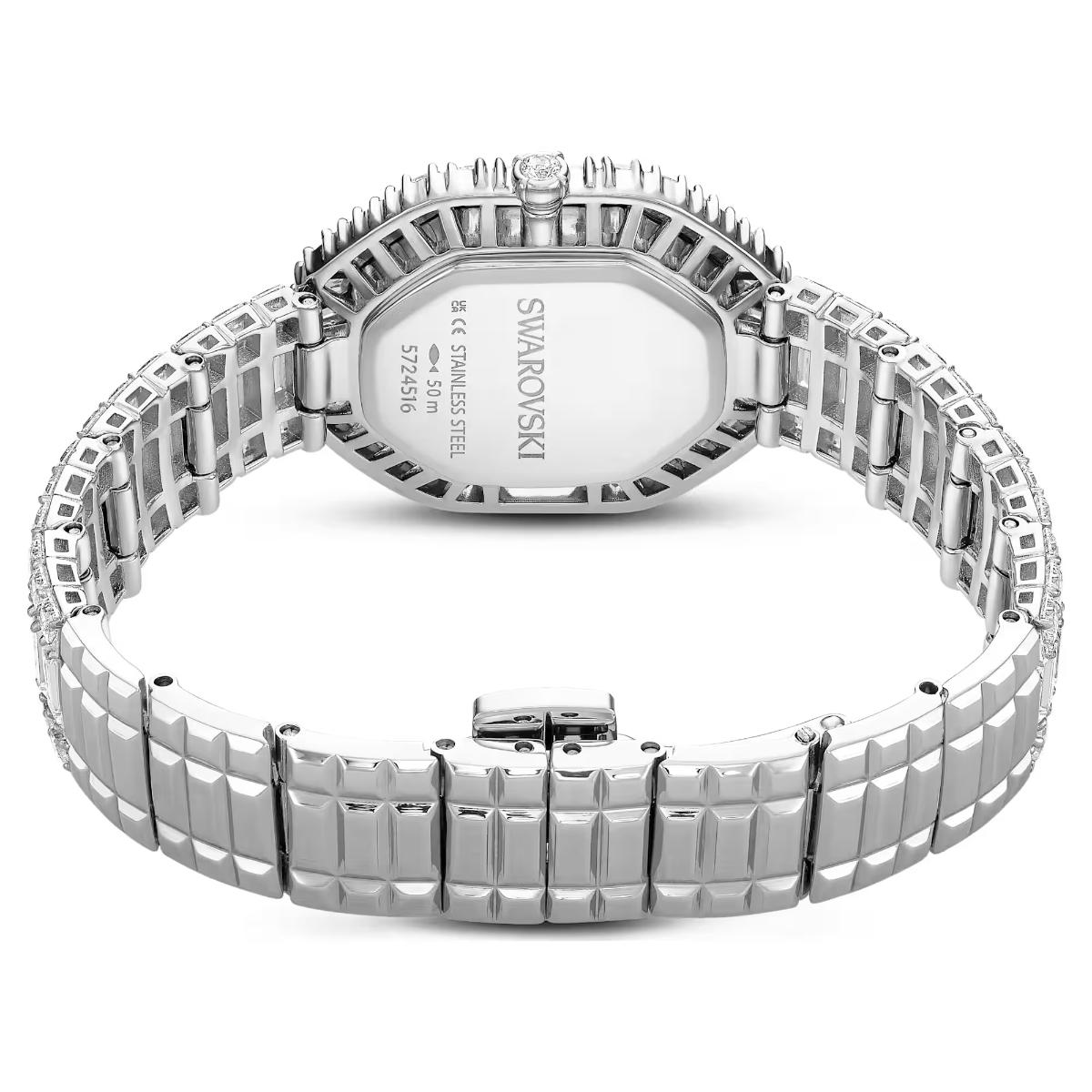 Silver Swarovski watch on a white background