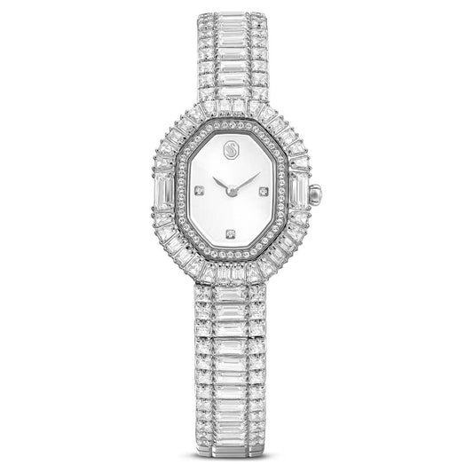 Elegant diamond-encrusted watch on a white background