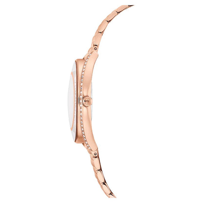 Rose gold watch strap on a white background