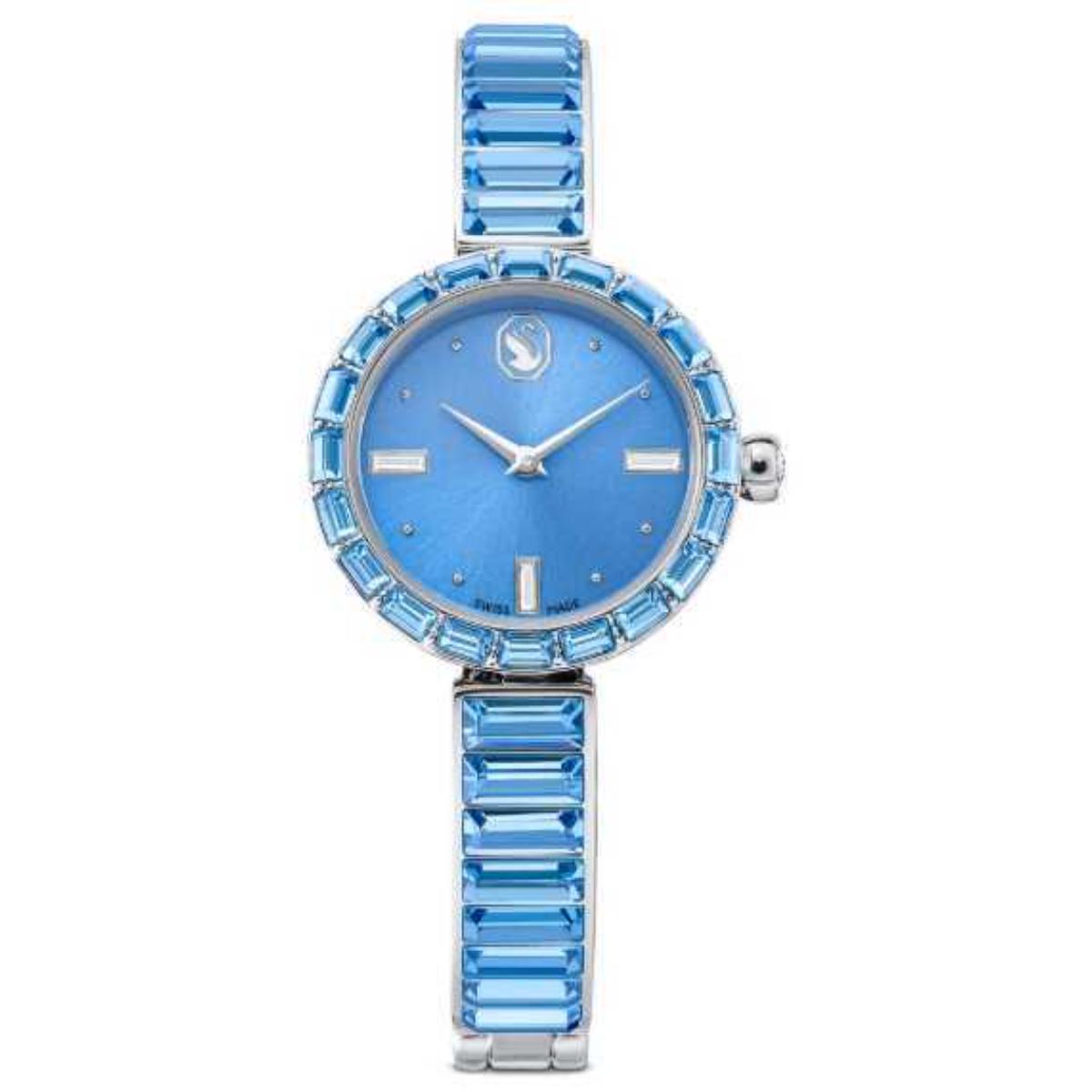 Blue crystal watch on a white background