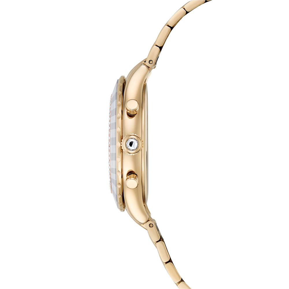 Gold watch with a white background