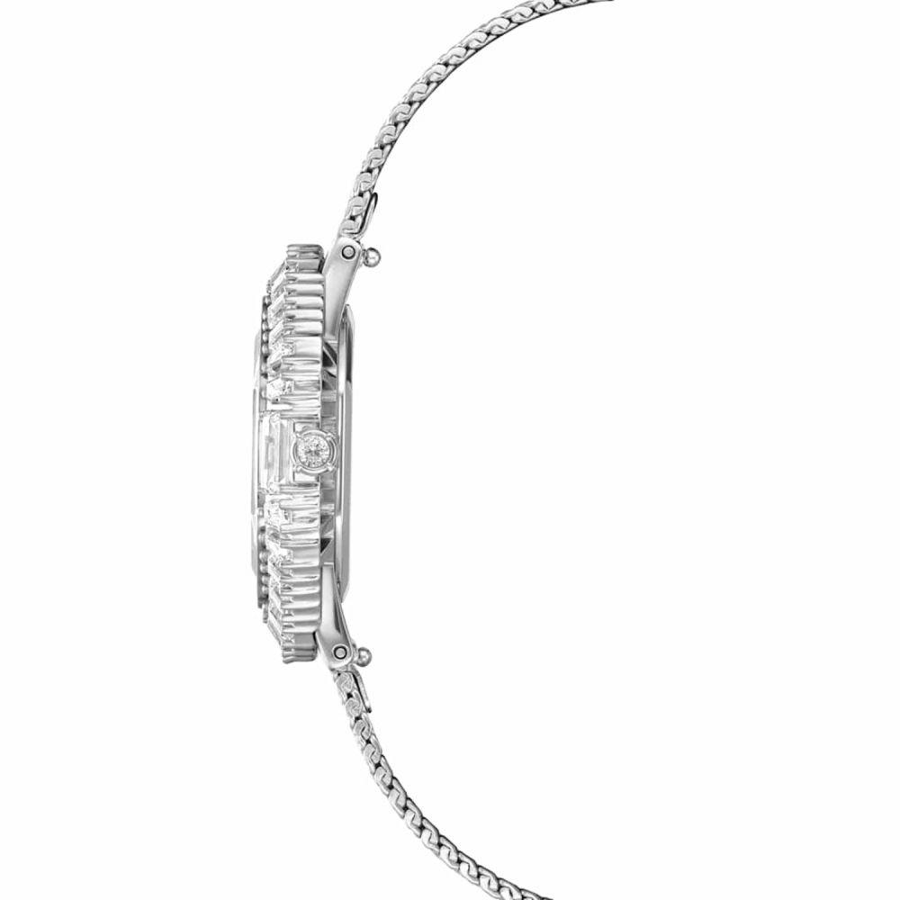 Close-up of a diamond earring on a white background