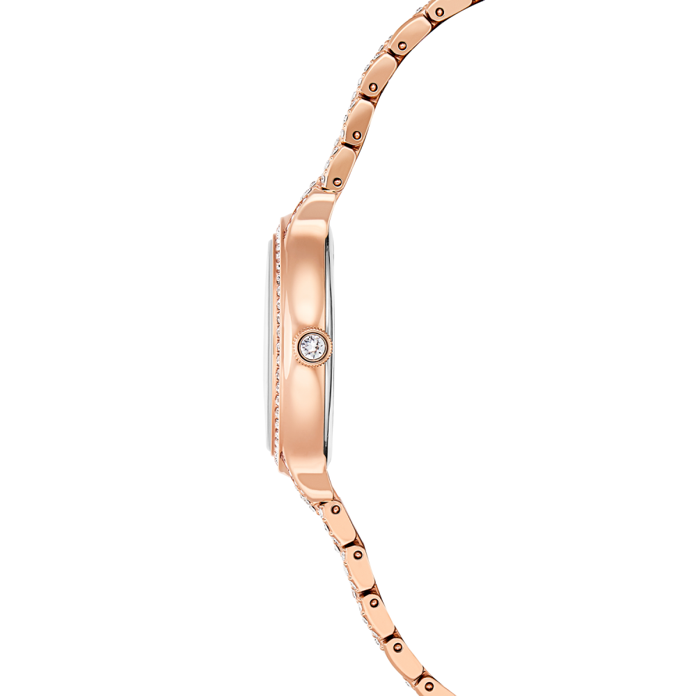 Rose gold watch with a diamond on a white background