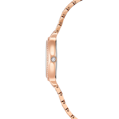 Rose gold watch with a diamond on a white background