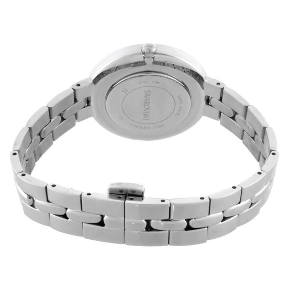 Silver watch with metal bracelet on a white background