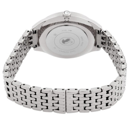 Silver watch with metal bracelet on a white background