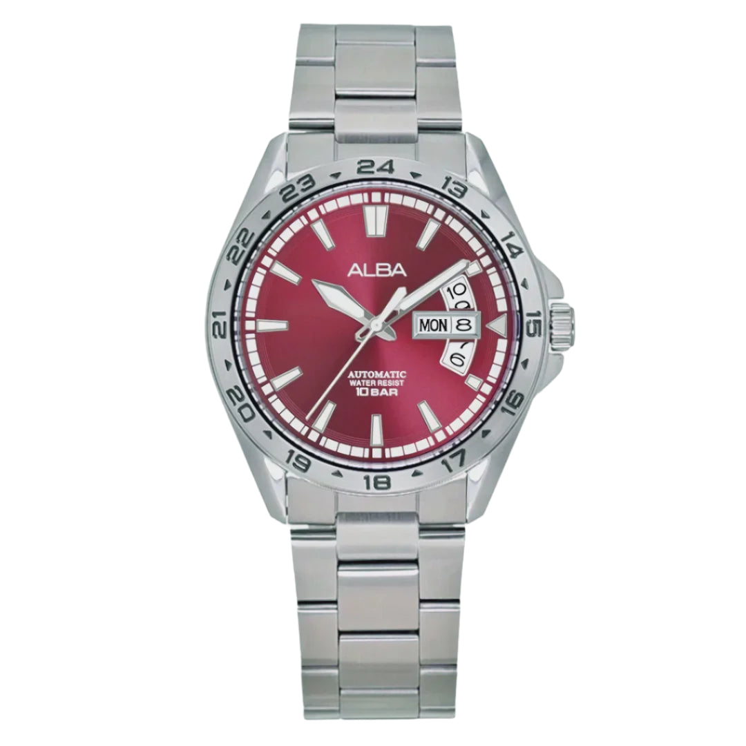 ALBA Red Dial With Metal Strap Automatic Men's Watch - AL4477X1