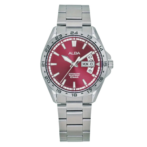 ALBA Red Dial With Metal Strap Automatic Men's Watch - AL4477X1 - Buy Now at Sai Creations Watches