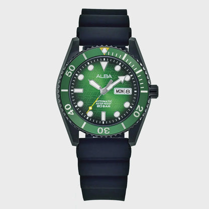 ALBA Green Dial With Black Silicone Strap Automatic Men's Watch - AL4439X1