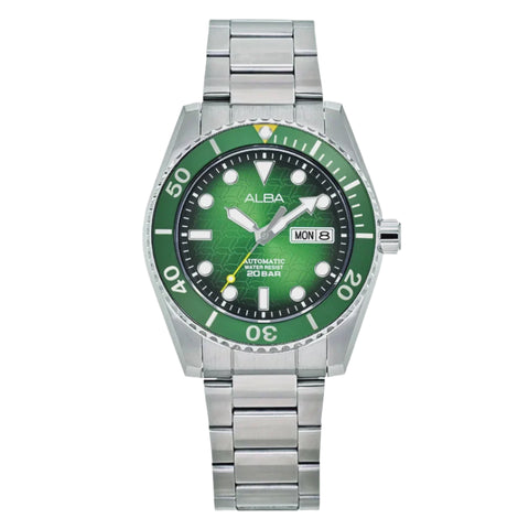 ALBA Green Dial with White Metal Strap Automatic Men's Watch - AL4437X1 - Buy Now at Sai Creations Watches