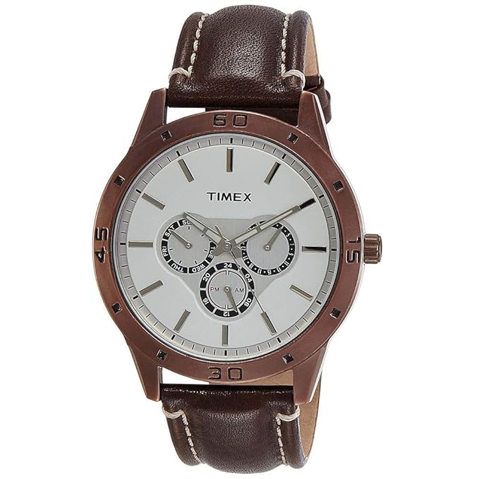 Timex Fashion Men's Quartz Analog Silver Dial Round Multifunction Watch -TW000U916