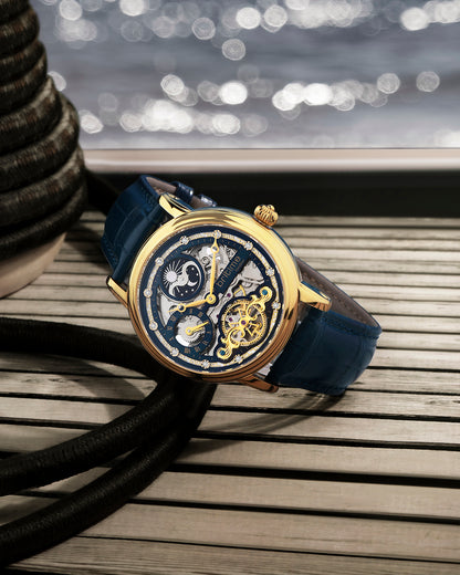 Britime Crist Blue Dial Leather Bracelet Style Straps Analogue Automatic Watch 641-L20507