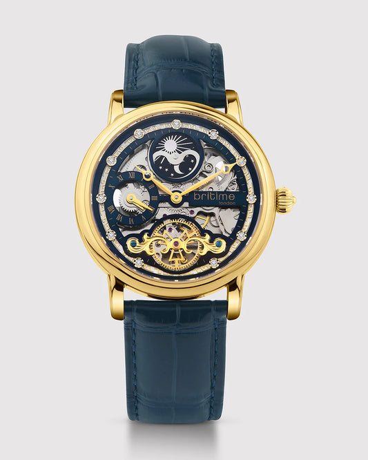 Britime Crist Blue Dial Leather Bracelet Style Straps Analogue Automatic Watch 641-L20507