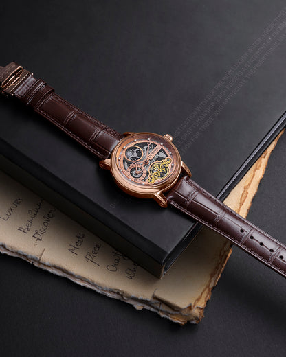 Britime Crist Embellished Dial & Leather Bracelet Style Straps Automatic Men Watch 641-L30708