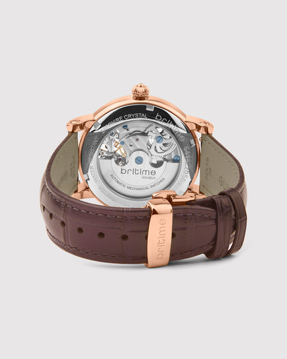 Britime Crist Embellished Dial & Leather Bracelet Style Straps Automatic Men Watch 641-L30708