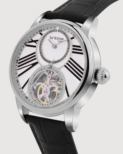Britime Eclipse Silver Dial With Leather Strap Automatic Watch 675-L10306