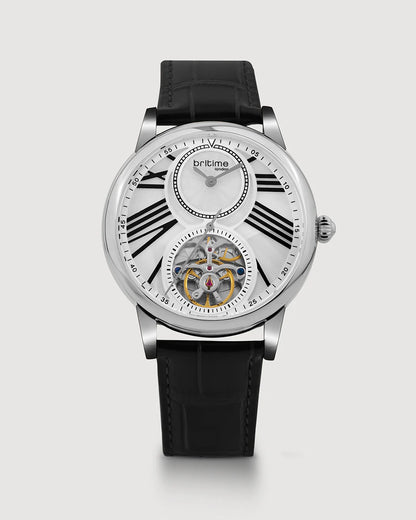 Britime Eclipse Silver Dial With Leather Strap Automatic Watch 675-L10306