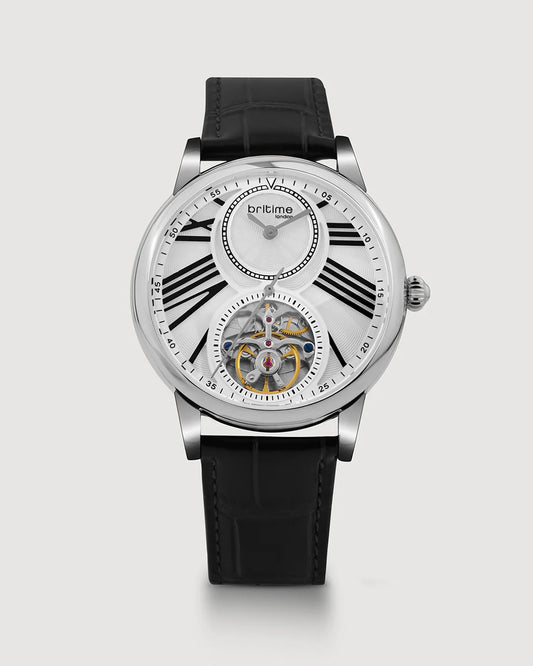 Britime Eclipse Silver Dial With Leather Strap Automatic Watch 675-L10306