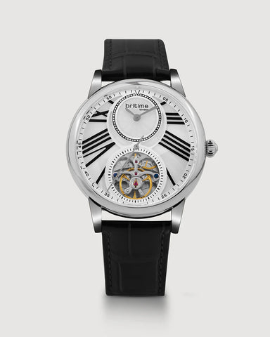 Britime Eclipse Silver Dial With Leather Strap Automatic Watch 675-L10306 - Buy Now at Sai Creations Watches
