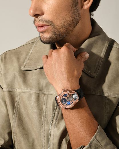 Britime Asteroid Rose Gold Dial Multifunction Silicon Automatic  Men's Watch - 777-P30706