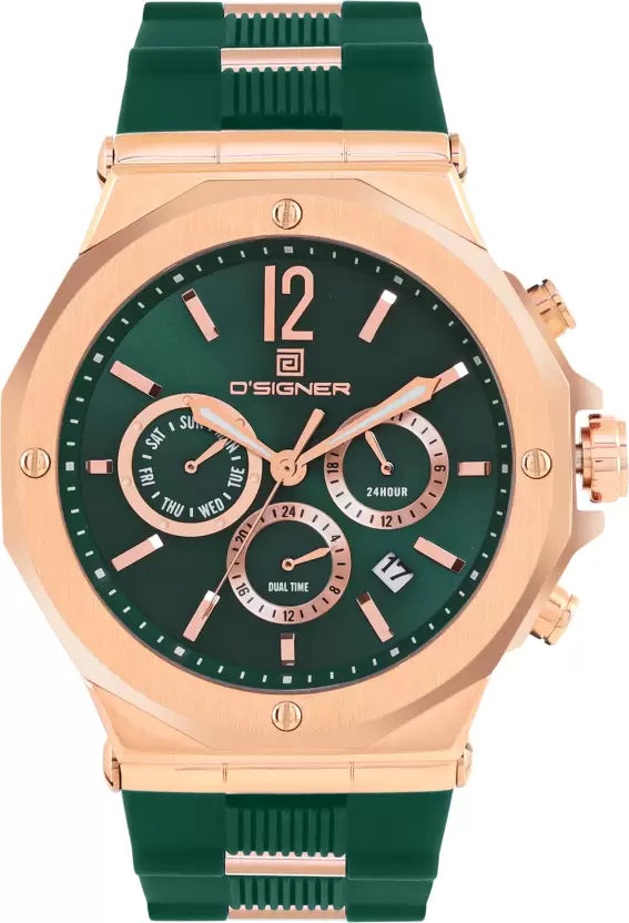 D'SIGNER 820RGFS.16G | Green Dial Rose Gold Case Analog Watch (Men)