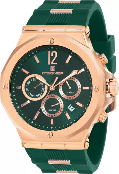 D'SIGNER 820RGFS.16G | Green Dial Rose Gold Case Analog Watch (Men)